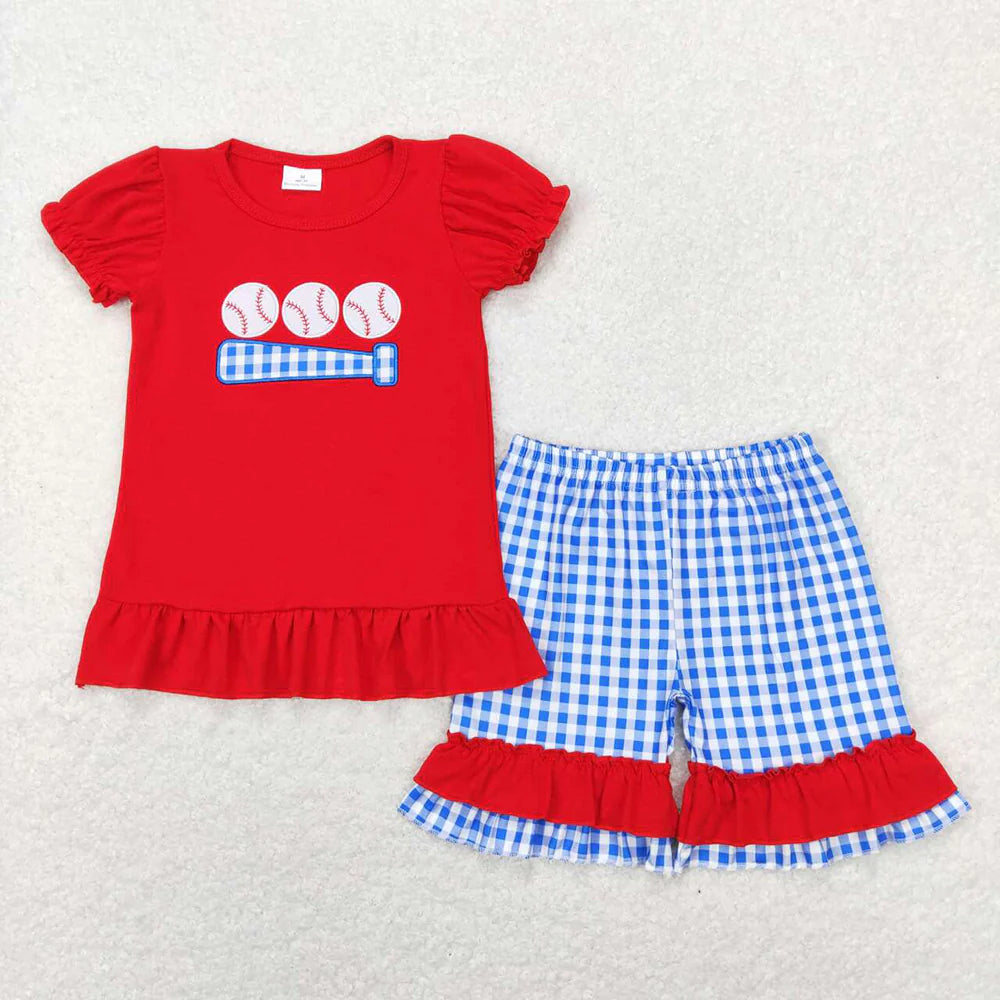 Baseball Appliqued Girl Set