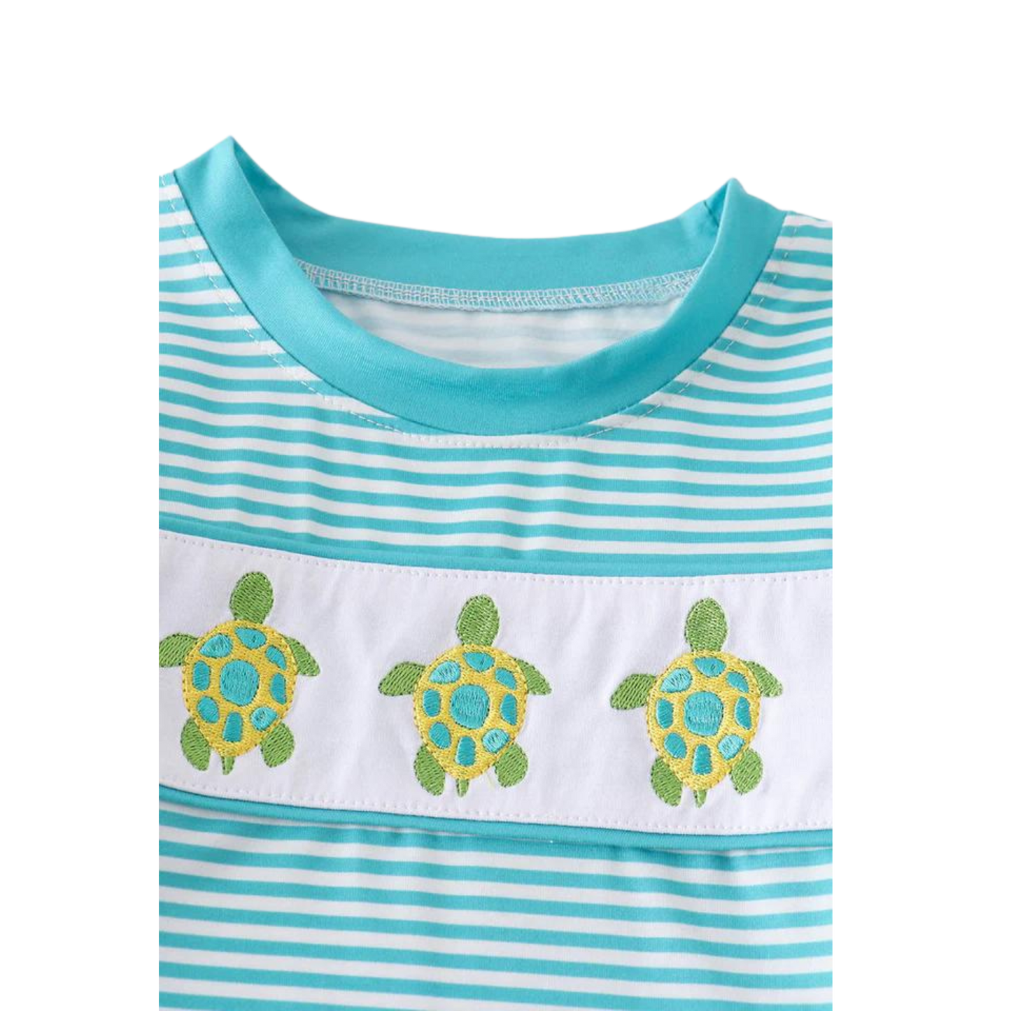 Turtle Stripe Print Embroidered Boy Set