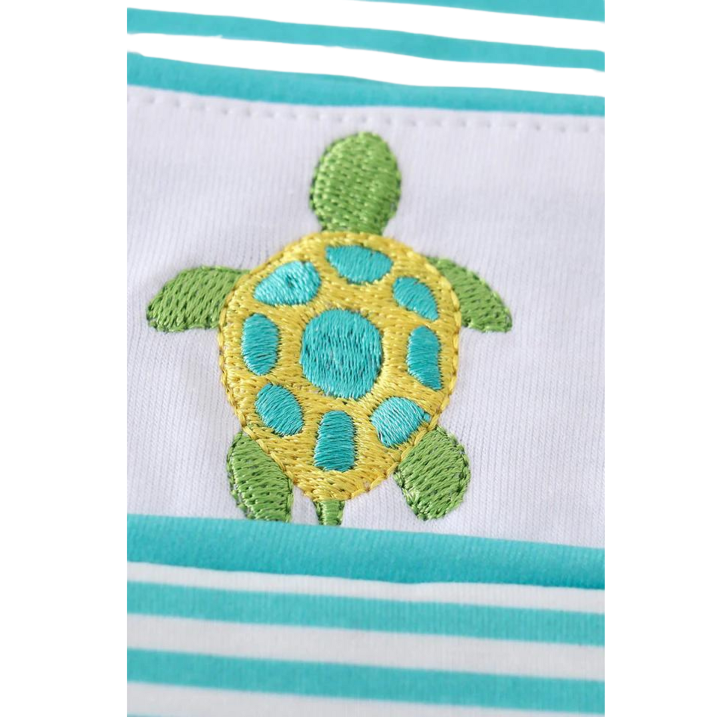 Turtle Stripe Print Embroidered Boy Set
