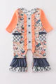 Peach and Blue Floral Romper