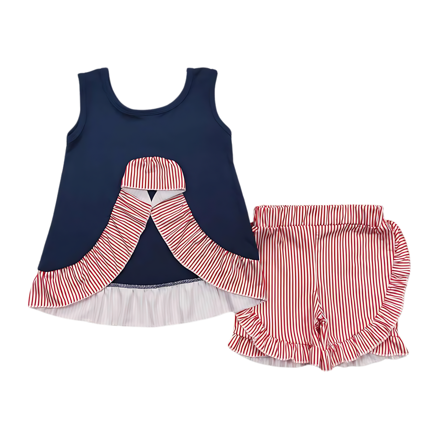 Baseball Appliqued Blue Girl Set