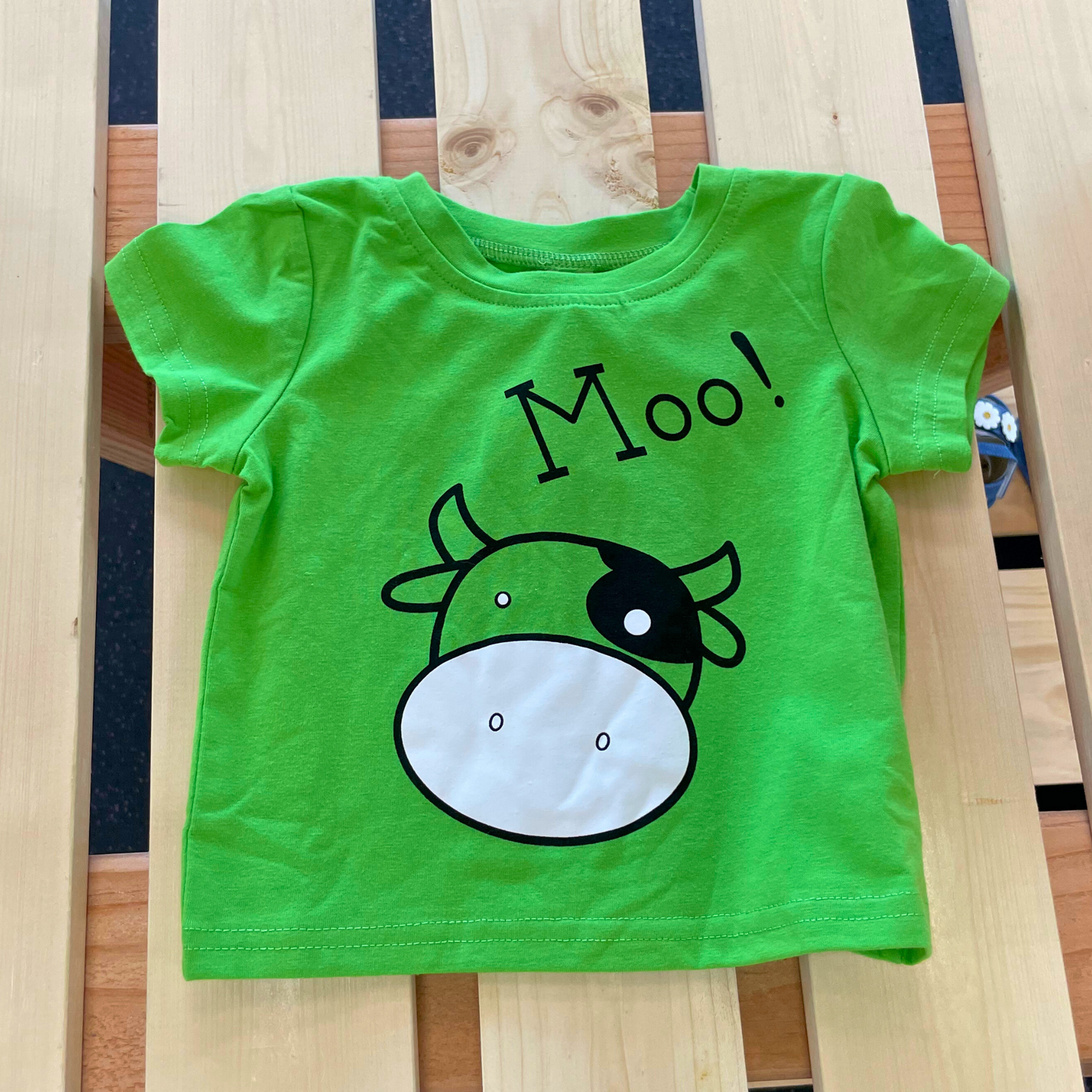 Moo! Cow Face Green and Cow Print Short