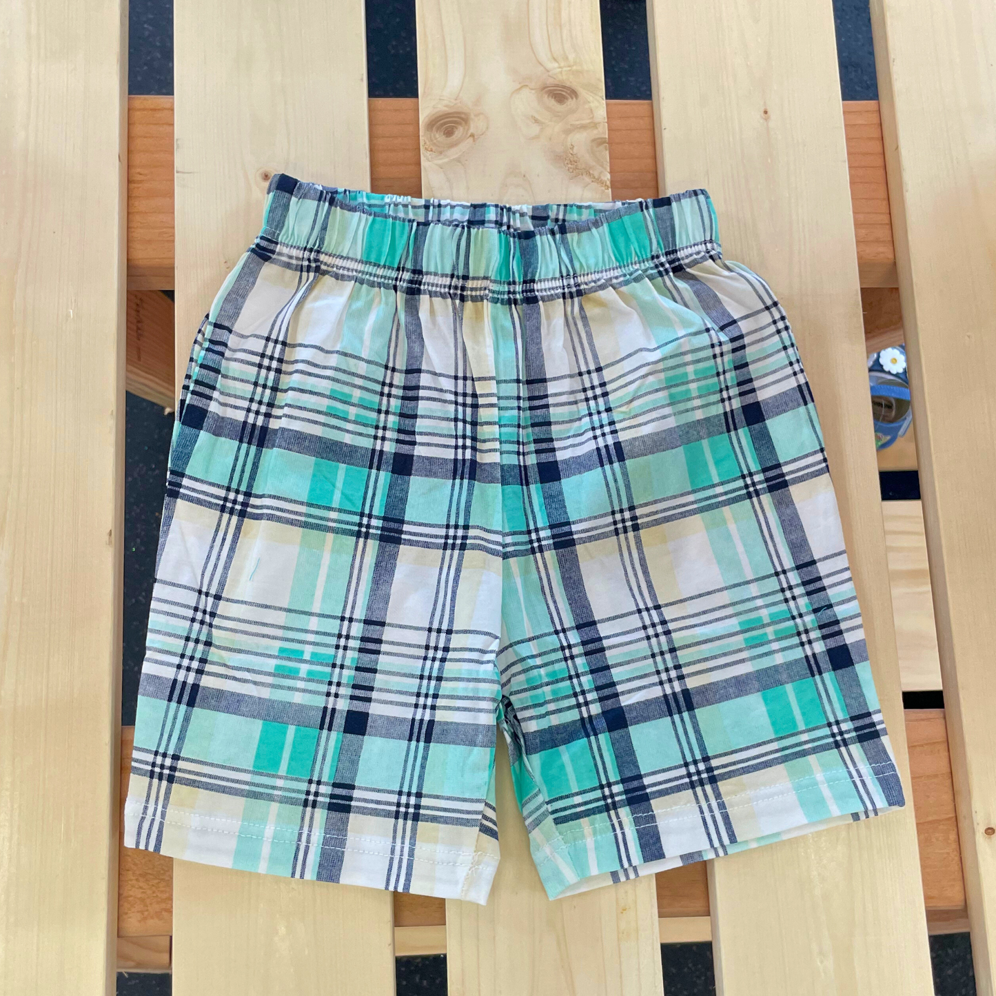 Whale Shirt and Green Plaid Short Set