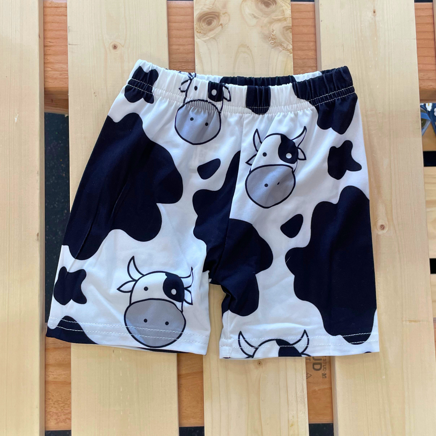 Moo! Cow Face Grey/Black and Cow Print Short