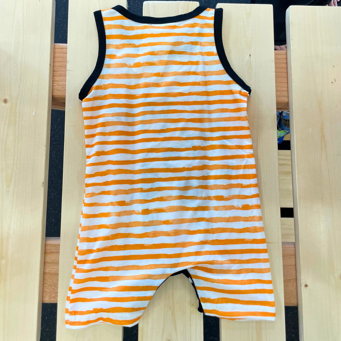 Moo! Cow Romper Orange Striped