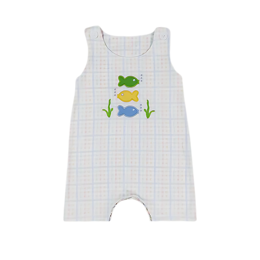 Plaid Fish Boy Romper