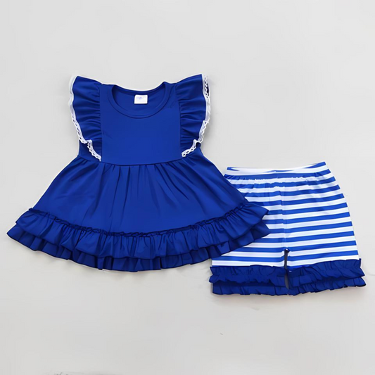 Blue Lace Trimmed Girl Set