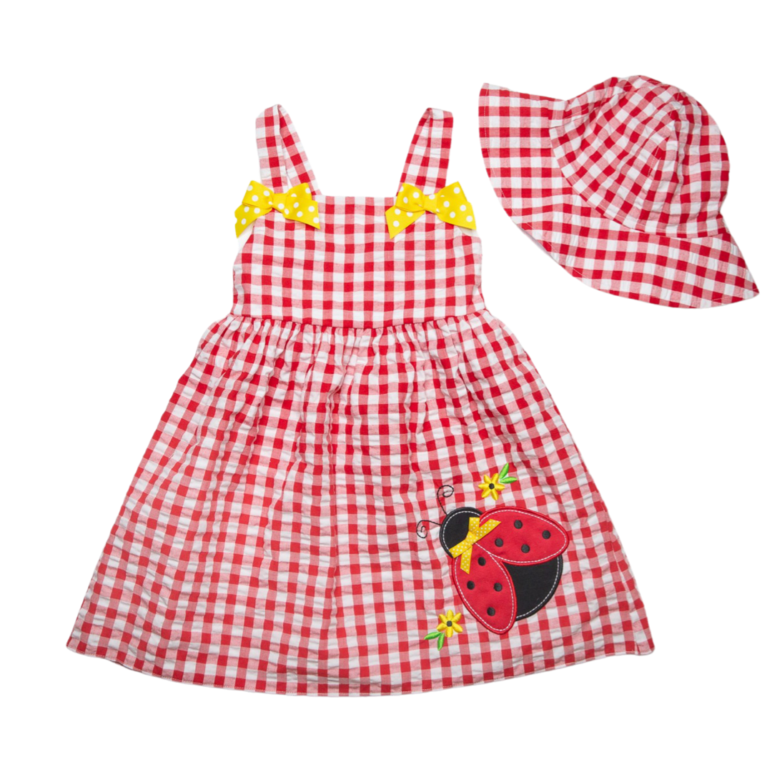 Lady Bug Seersucker Sundress with Floppy Hat