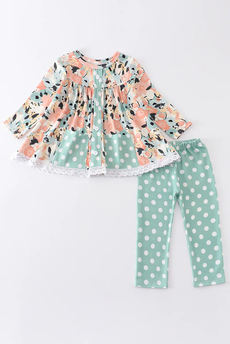 Peach Mint Floral Set