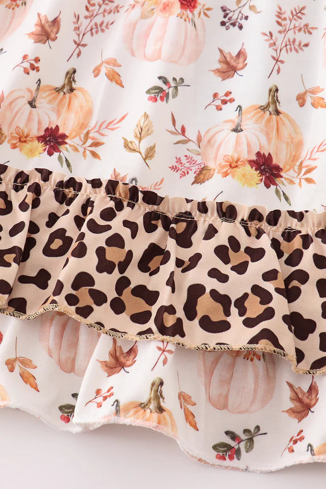 Pumpkin and Leopard Print Dress