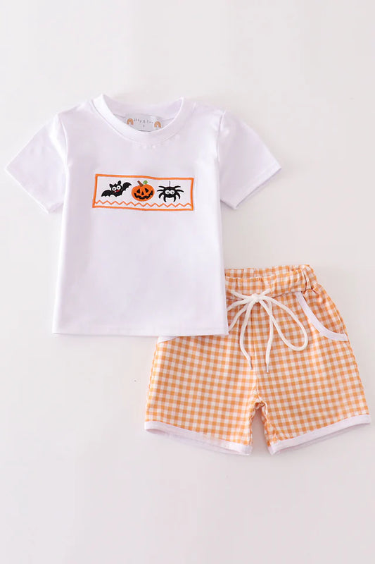 Halloween Embroidered Boy Short Set