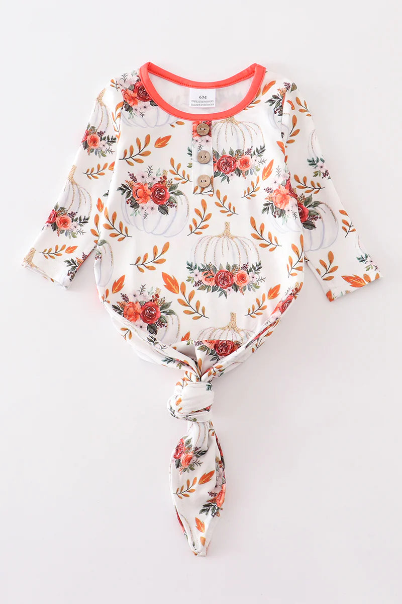 Orange Floral Pumpkin Gown