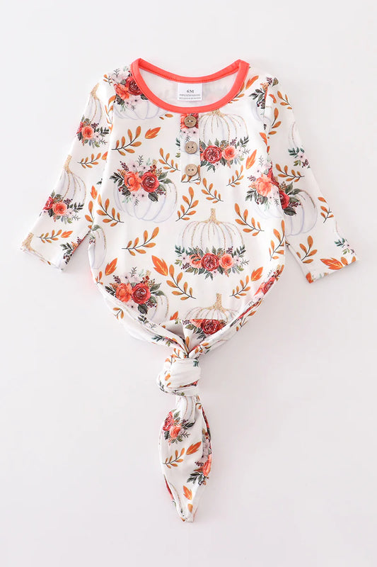 Orange Floral Pumpkin Gown