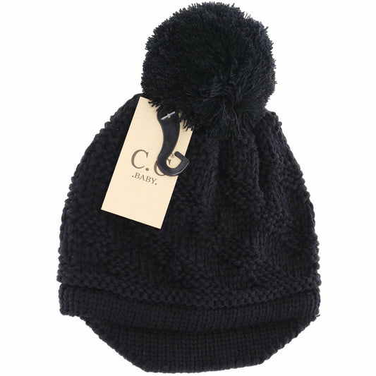 CC Baby Brim Beanie Hat with Pom