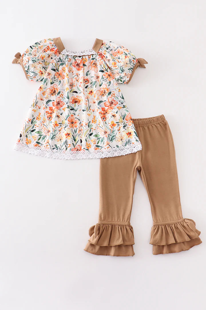 Floral Top and Ruffled Bottom Set